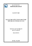 Tóm tắt Luận văn Thạc sĩ Quản lý kinh tế: Quản lý nhà nước về bảo trợ xã hội trên địa bàn tỉnh Quảng Nam