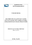 Tóm tắt Luận văn Thạc sĩ Kế toán: Hoàn thiện công tác lập dự toán và quyết toán ngân sách Nhà nước tại phòng Tài chính - Kế hoạch huyện Quảng Trạch, tỉnh Quảng Bìn