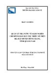 Tóm tắt Luận văn Thạc sĩ Quản lý kinh tế: Quản lý nhà nước về giảm nghèo cho đồng bào dân tộc thiểu số trên địa bàn huyện Đông Giang, tỉnh Quảng Nam