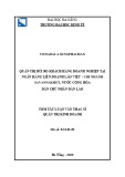 Tóm tắt Luận văn Thạc sĩ Quản trị kinh doanh: Quản trị rủi ro khách hàng doanh nghiệp tại Ngân hàng Liên doanh Lào Việt– Chi nhánh Savannakhet