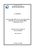 Tóm tắt Luận văn Thạc sĩ Quản lý kinh tế: Quản lý Nhà nước về an toàn thực phẩm trên địa bàn huyện Thăng Bình, tỉnh Quảng Nam