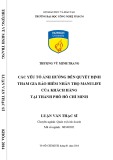 Luận văn Thạc sĩ Quản trị kinh doanh: Các yếu tố ảnh hưởng đến quyết định tham gia bảo hiểm nhân thọ Manulife ở địa bàn thành phố Hồ Chí Minh