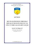 Luận văn Thạc sĩ Quản trị kinh doanh: Một số giải pháp hoàn thiện hoạt động quản trị nguồn nhân lực tại Công ty TNHH Nam Long đến năm 2020