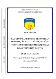 Luận văn Thạc sĩ Kỹ thuật: Các yếu tố ảnh hưởng đến sự hoàn thành dự án đầu tư xây dựng nông thôn mới huyện Hóc Môn (xét giai đoạn thực hiện đầu tư)