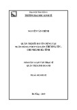 Tóm tắt Luận văn Thạc sĩ Quản trị kinh doanh: Quản trị rủi ro tín dụng tại Ngân hàng TMCP Sài Gòn Thương Tín – Chi nhánh Hà Tĩnh