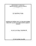 Luận văn Thạc sĩ Kinh tế: Minh bạch thông tin các doanh nghiệp niêm yết tại Sở giao dịch chứng khoán TP.HCM