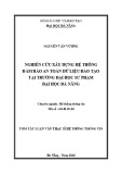 Tóm tắt Luận văn Thạc sĩ Hệ thống thông tin: Xây dựng hệ thống đảm bảo an toàn dữ liệu đào tạo tại trường Đại học Sư phạm – Đại học Đà Nẵng