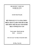 Tóm tắt Luận văn Thạc sĩ Quản lý giáo dục: Biện pháp quản lý các hoạt động phong trào của học sinh THPT trên địa bàn thành phố Hội An tỉnh Quảng Nam