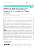 Evaluation of whole-genome sequencing for outbreak detection of Verotoxigenic Escherichia coli O157:H7 from the Canadian perspective