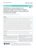 Identification, characterization and expression analysis of transient receptor potential channel genes in the oriental fruit fly, Bactrocera dorsalis