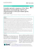 Complete genomic sequence of the Vibrio alginolyticus bacteriophage Vp670 and characterization of the lysis-related genes, cwlQ and holA