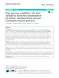 High genomic variability in the plant pathogenic bacterium Pectobacterium parmentieri deciphered from de novo assembled complete genomes