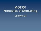Lecture Principles of Marketing: Lesson 36