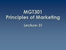 Lecture Principles of Marketing: Lesson 31