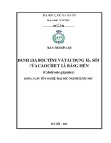 Khóa luận tốt nghiệp: Đánh giá độc tính và tác dụng hạ sốt của cao chiết lá Bàng biển (Calotropis Gigantea)