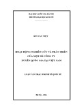 Luận văn Thạc sĩ Kinh tế quốc tế: Hoạt động nghiên cứu và phát triển của một số công ty xuyên quốc gia tại Việt Nam