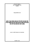 Luận án Tiến sĩ Quản lý giáo dục: Quản lý hoạt động giáo dục thể chất cho sinh viên ở các trường đại học trên địa bàn thành phố Hà Nội theo tiếp cận đảm bảo chất lượng