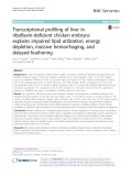 Transcriptional profiling of liver in riboflavin-deficient chicken embryos explains impaired lipid utilization, energy depletion, massive hemorrhaging, and delayed feathering