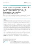 Genetic variation and population structure of maize inbred lines adapted to the midaltitude sub-humid maize agro-ecology of Ethiopia using single nucleotide polymorphic (SNP) markers