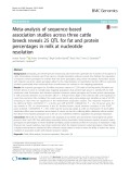 Meta-analysis of sequence-based association studies across three cattle breeds reveals 25 QTL for fat and protein percentages in milk at nucleotide resolution