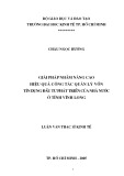 Luận văn Thạc sĩ Kinh tế: Giải pháp nhằn nâng cao hiệu quả công tác quản lý vốn tín dụng đầu tư phát triển Nhà nước ở tỉnh Vĩnh Long