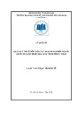 Luận văn Thạc sĩ Kinh tế: Quản lý Thuế đối với các doanh nghiệp ngoài quốc doanh trên địa bàn tỉnh Đồng Tháp