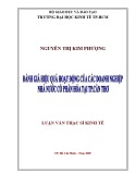 Luận văn Thạc sĩ Kinh tế: Đánh giá hiệu quả hoạt động của các doanh nghiệp nhà nước cổ phần hóa tại thành phố Cần Thơ