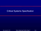 Lecture Software Engineering - Chapter 9: Critical Systems Specification