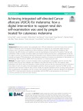 Achieving integrated self-directed Cancer aftercare (ASICA) for melanoma: How a digital intervention to support total skin self-examination was used by people treated for cutaneous melanoma