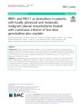 RRM1 and ERCC1 as biomarkers in patients with locally advanced and metastatic malignant pleural mesothelioma treated with continuous infusion of low-dose gemcitabine plus cisplatin