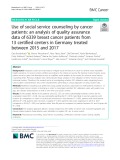 Use of social service counseling by cancer patients: An analysis of quality assurance data of 6339 breast cancer patients from 13 certified centers in Germany treated between 2015 and 2017