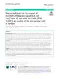 Real-world study of the impact of recurrent/metastatic squamous cell carcinoma of the head and neck (R/M SCCHN) on quality of life and productivity in Europe