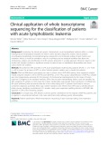 Clinical application of whole transcriptome sequencing for the classification of patients with acute lymphoblastic leukemia