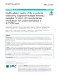 Health-related quality of life in patients with newly diagnosed multiple myeloma ineligible for stem cell transplantation: Results from the randomized phase III ALCYONE trial
