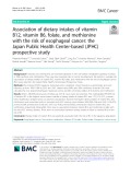Association of dietary intakes of vitamin B12, vitamin B6, folate, and methionine with the risk of esophageal cancer: The Japan Public Health Center-based (JPHC) prospective study