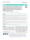 The development and validation of the psychological capital questionnaire for patients with Cancer the psychological capital questionnaire