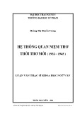 Luận văn Thạc sĩ Khoa học Ngữ văn: Hệ thống quan niệm thơ thời thơ mới (1932 – 1945)