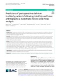 Predictors of postoperative delirium in elderly patients following total hip and knee arthroplasty: A systematic review and meta analysis