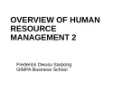 Lecture Human resource management: Overview of human resource management 2