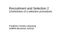 Lecture Human resource management: Recruitment and selection (Part 2)