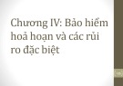 Bài giảng môn Bảo hiểm trong kinh doanh - Chương 4: Bảo hiểm hoả hoạn và các rủi ro đặc biệt