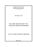 Luận văn Thạc sĩ Kinh tế chính trị: Phát triển theo hướng bền vững ở huyện Yên Khánh, tỉnh Ninh Bình