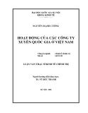 Luận văn Thạc sĩ Kinh tế chính trị: Hoạt động của các công ty xuyên quốc gia ở Việt Nam