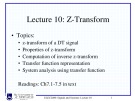 Lecture ELEC2400 signals and systems - Chapter 10: Z-Transform