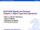 Lecture ELEC2400 signals and systems - Chapter 2: Signal types and operations