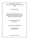 Luận văn Thạc sĩ Kinh tế: Hoàn thiện môi trường đầu tư nhằm phát triển kinh tế tư nhân trên địa bàn tỉnh Tây Ninh