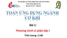 Bài giảng Toán ứng dụng ngành cơ khí - Bài 1: Phương trình vi phân bậc I (tiếp theo)