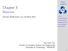 Lecture Discrete Mathematics I - Chapter 5: Relations (Tran Vinh Tan)