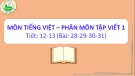 Bài giảng môn Tiếng Việt lớp 1 sách Cánh diều năm học 2021-2022 - Tiết 12-13: Tập viết bài 28-29-30-31 (Trường Tiểu học Ái Mộ B)