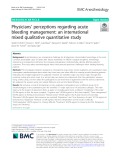 Physicians’ perceptions regarding acute bleeding management: An international mixed qualitative quantitative study